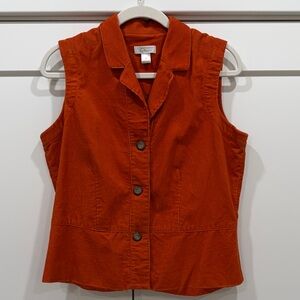 Christopher & Banks Rust Button-Down Sleeveless Top